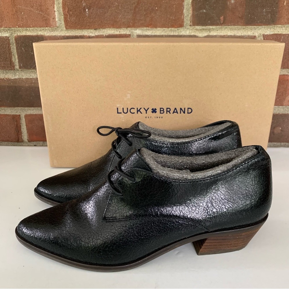 Lucky Brand Womens LK Erreka Black Leather lace up Oxford shoes US 8.5 M - Picture 6 of 10
